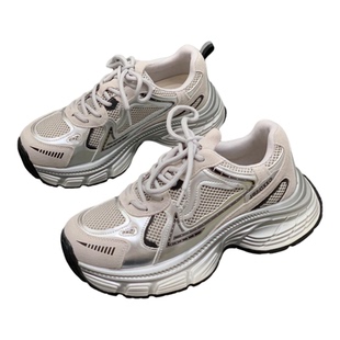 复古真皮老爹鞋女2025年秋季轻便厚底增高运动鞋软底透气休闲鞋子