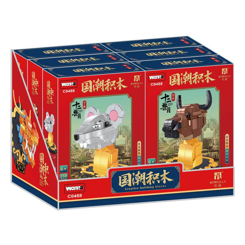 沃马国潮积木圆明园故宫十二生肖12兽首模型拼装创意玩具摆件礼物