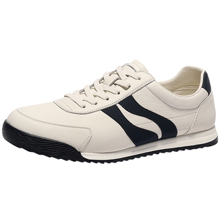 森达板鞋男春新商场同款薄底轻便户外休闲阿甘运动小白鞋1UY01AM5