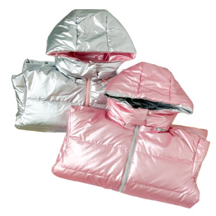 马家旗下儿童免洗羽绒服女童中长款外套2025新款女孩冬装亮面