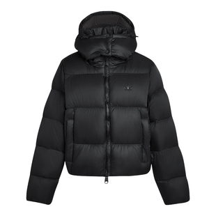 adidas阿迪达斯三叶草连帽羽绒服冬女短款加厚保暖面包服 KG4905