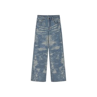 UOOYAA/乌丫2025冬季新款「奇幻海底」提花牛仔裤