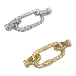 群绿盛S925纯银长方形镶钻搭扣diy项链手链收尾扣头万能扣串珠扣