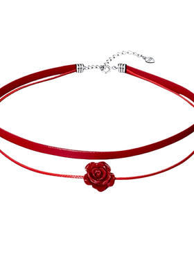 不掉色高级红色双层项圈