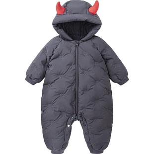 【真心绒】迷你巴拉男女童羽绒连体衣宝宝婴儿精灵帽爬服2025冬