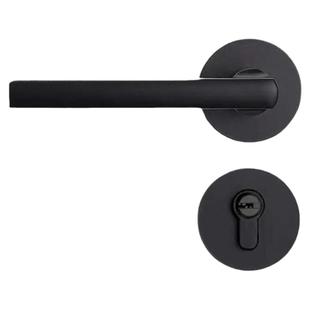 黑色室内套装门锁家用卧室木房门型静音锁分体太空铝铜锁芯58锁体