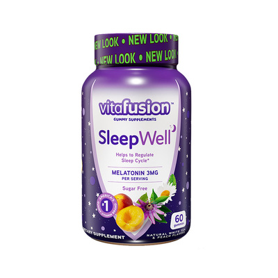 美国Vitafusion褪黑素软糖睡眠熬夜助眠倒时差sleep well60粒/瓶