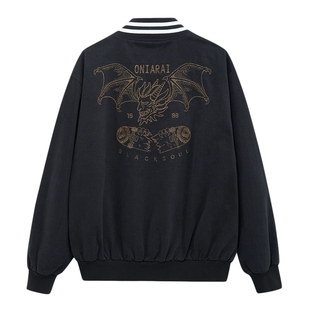 ONIARAI/鬼洗秋冬新品翅膀暗金绣花夹克宽松男士街头外套 B340163