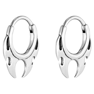 KREAM 银色火焰耳圈男士耳环女嘻哈小钟设计感耳钉礼物