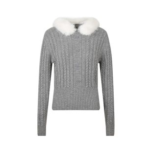 【01/04 00:00新品】可拆卸毛领绞花套头毛衣女全羊毛针织衫冬季