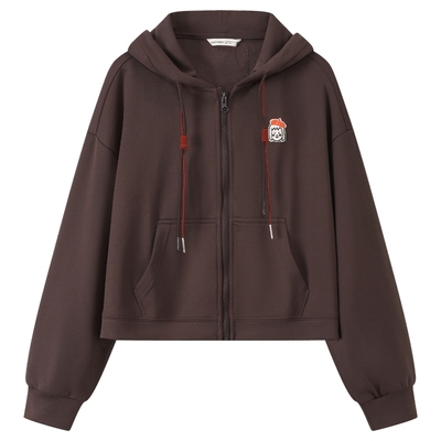 中和休闲运动休闲风连帽卫衣外套女2025秋季新款宽松拉链短款卫衣