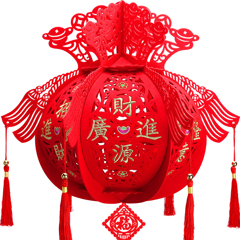 刺绣新年灯笼装饰节日喜庆福字挂饰2026春节商场大红灯笼diy连串