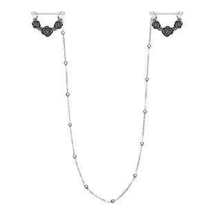 F-136钛合金乳环防过敏玫瑰花乳链14G/16G情侣乳钉性感穿刺饰品