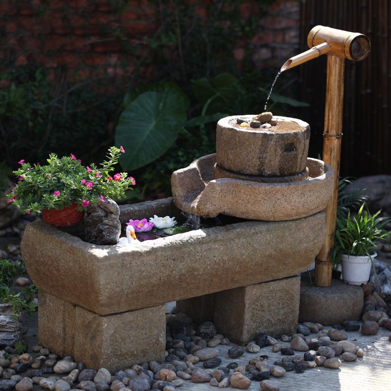 庭院微景观假山流水鱼池阳台水系造景喷泉户外花园装饰水池摆件