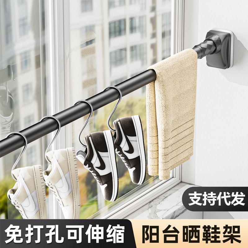 免打孔伸缩晾衣杆卧室衣柜撑杆卫生间浴帘杆子阳台挂晒安装晾衣杆
