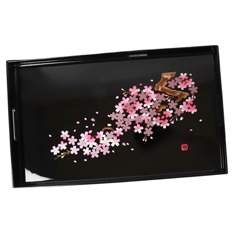 日本山家漆器木质茶盘托盘大号