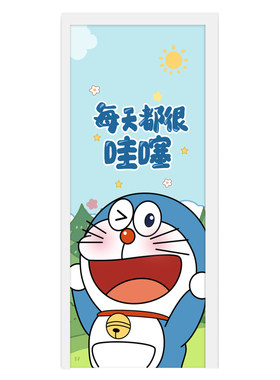 蓝胖子门贴纸高级感卡通装饰画
