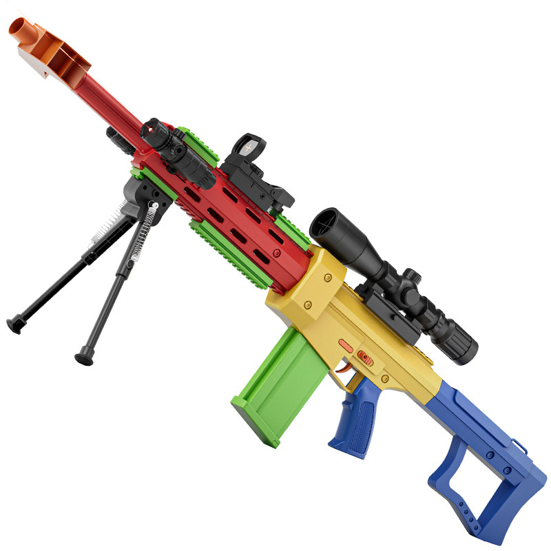 积木组装电动HK416男孩玩具枪自由搭配DIY连发海绵软弹玩具枪礼物