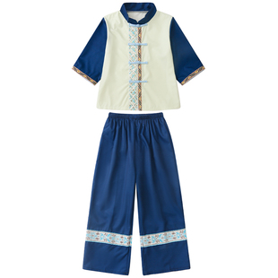 儿童泼水节傣族舞民族风傣族舞蹈服装男童云南西双版纳少数民族服