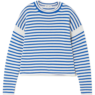 【折扣】ALEX MILL女秋冬蓝白条纹棉质毛衣