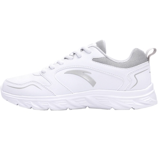 安踏运动鞋女鞋新款加绒防水休闲鞋正品女士软底小白鞋皮面跑步鞋