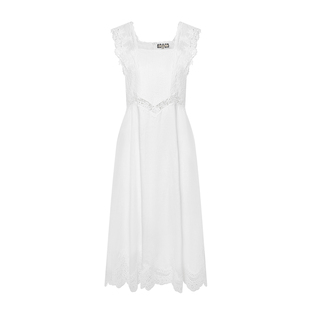 GEGINA吉吉娜女装春夏新品花边拼接吊带连衣裙苎麻夏日度假裙子