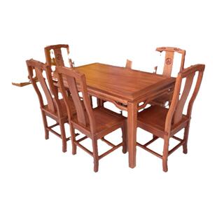 红木餐桌菠萝格木方台金花梨木餐桌1米38长方台实木原木吃饭桌椅