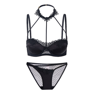 Hidden Butterfly 法式挂脖模杯蕾丝聚拢内衣女文胸套装 雅俗一念