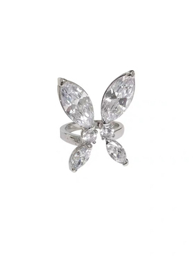 冷淡蝴蝶戒指锆石小众设计女