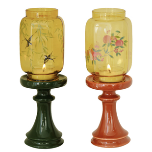 《花开富贵》祖母绿中式禅意古风茶室明清玻璃故宫红玉烛台茶道