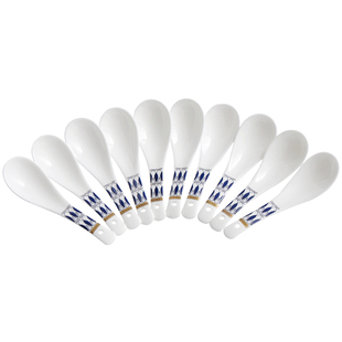 4个骨瓷小勺子家用饭勺喝汤小汤勺骨瓷调羹汤匙好看陶瓷勺短柄