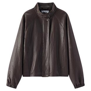 商场同款|森马外套女春PU仿皮宽松插肩袖2026新款酷飒风街头夹克