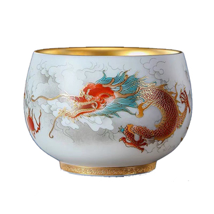 周鸿杰24K金丝龙凤对杯主人杯夫妻一对龙凤茶杯鎏金高端个人专用