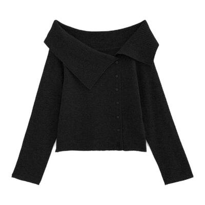 日本直邮日潮 GRL 不对称色彩露肩针织上衣 an1674开衫羊毛