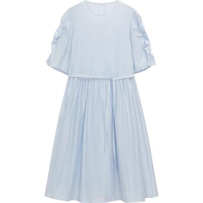 【播奥莱】播褶皱收腰连衣裙女商场同款宽松简约A字裙BDR2LD1436