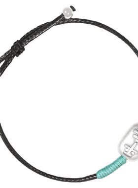 兰术女银百搭平安喜乐手链可调节