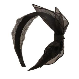 网红发箍发饰品韩国头饰大蝴蝶结头箍短发卡宽边蕾丝发带发夹黑色