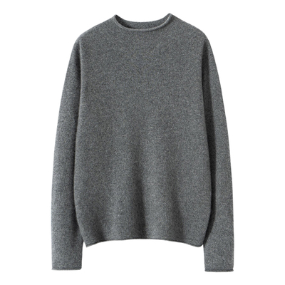 半高领羊绒衫女100纯山羊绒毛衣2025秋冬新款宽松卷边针织打底衫