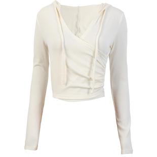 DCW连帽瑜伽服女长袖跑步普拉提训练运动上衣显瘦健身衣罩衫t恤秋