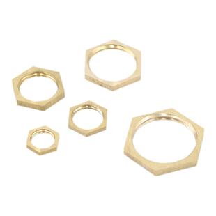 黄铜六角螺母并帽六角并圈内丝薄片法兰并帽锁紧帽根母3分4分6分