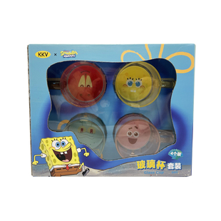 KKV海绵宝宝玻璃杯套装家用聚会小酌一口杯白酒烧酒迷你小酒杯子