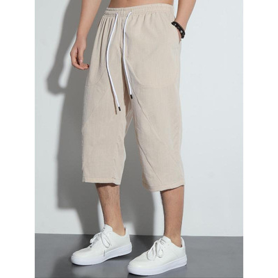 Q 18412 Linen loose Chinese style capris 亚麻宽松中国风七分