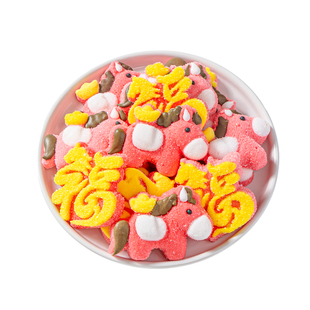 棵力果福马年棉花糖独立小包装马上有钱造型过新年货糖果零食批发