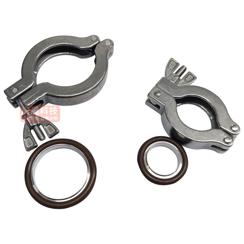 304不锈钢真空卡箍氟胶支架接头kf40快接快装卡盘管件焊接实验室