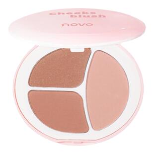 NOVO三色胭脂盘杏粉色膨胀收缩色腮红修容二合一腮紫裸妆自然女