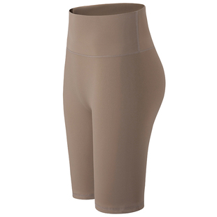 健身女孩裸感瑜伽短裤高腰提臀速干紧身跑步运动户外骑行五分裤新