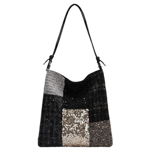 亮片单肩斜挎包帆布包大容量手提布袋通勤包包女款小众轻奢高级感