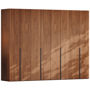 中古风全实木橡木衣家用卧室一门到顶6门收纳大衣橱带玻璃门边柜