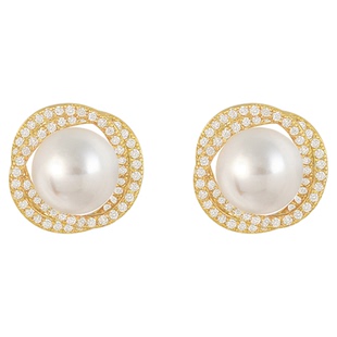 耳钉女小众设计感螺旋珍珠耳钉女2025年新款爆款高级感耳夹耳饰品