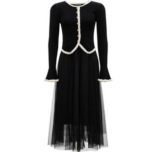 Vero Moda连衣裙25春季新款泡泡袖针织衫吊带网纱套装32517D010